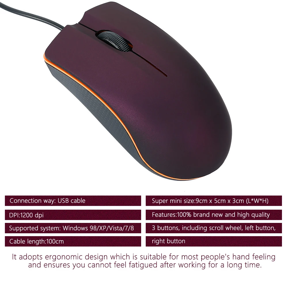 

USB Wired Gaming Mouse 1200 DPI Optical 3 Buttons Game Mice For PC Laptop Computer E-sports 1M Cable USB Game Wire Mouse