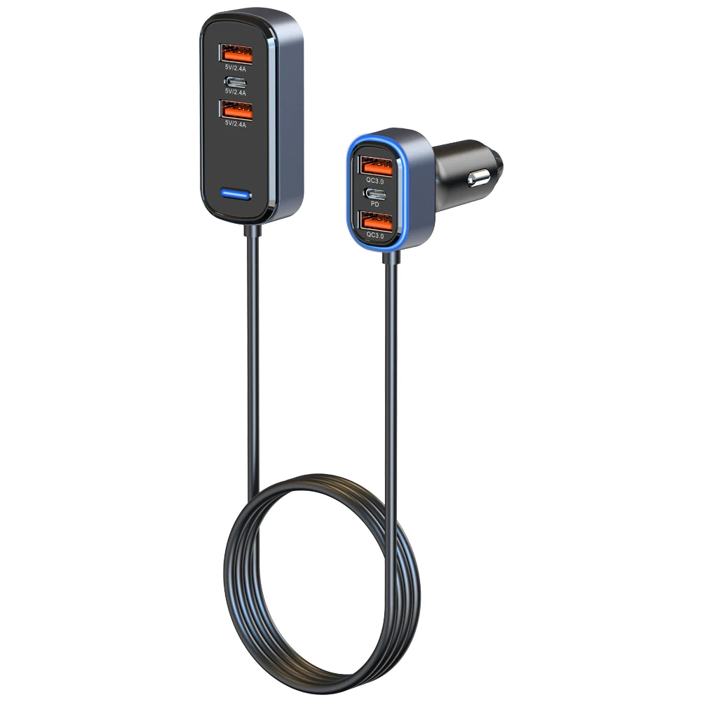 Автомобильное зарядное устройство с несколькими портами USB Type C быстрая зарядка PD