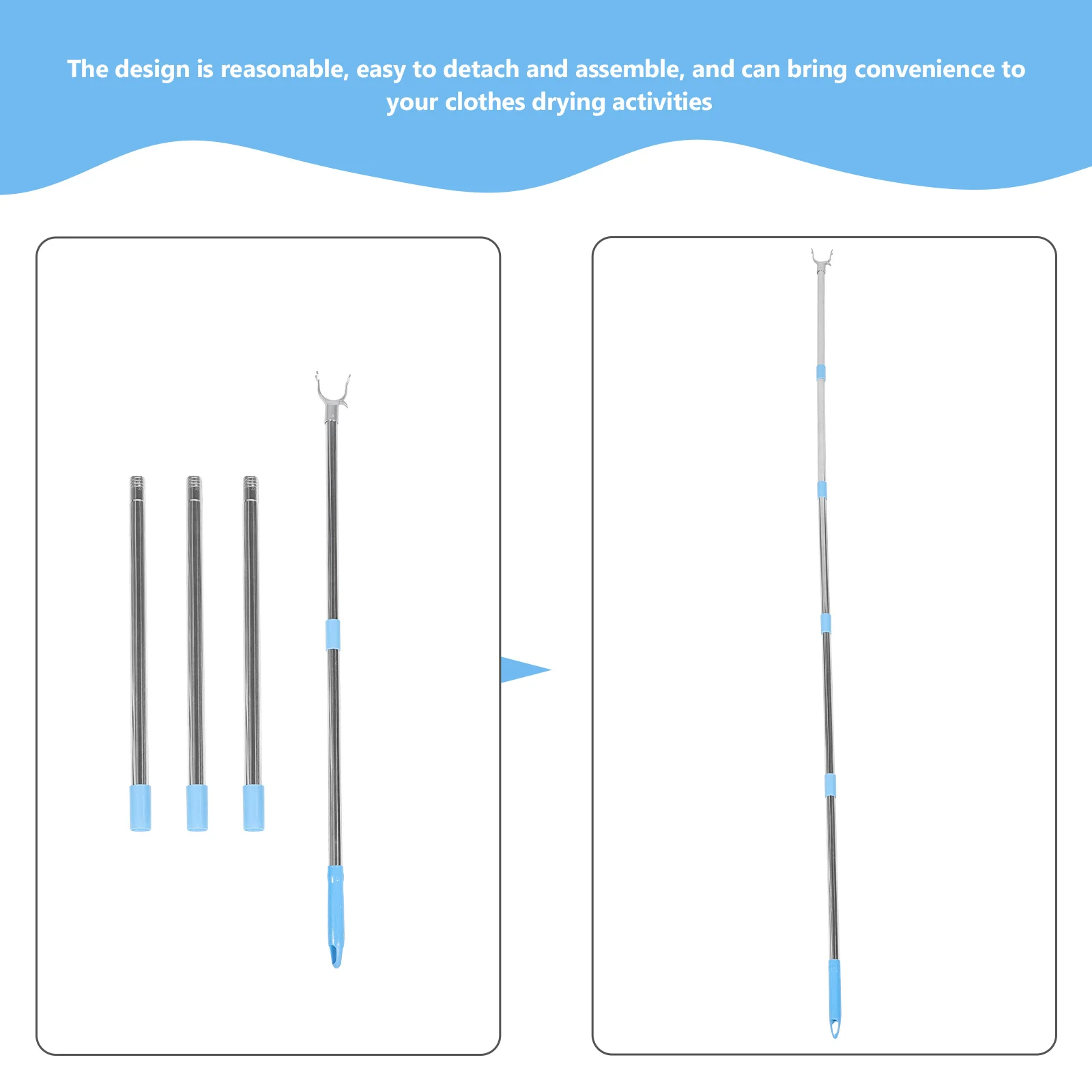 

Clothes Rail Reach Garment Pole Long Rod Telescoping Stick Closet Drying Detachable Sticks Telescopic