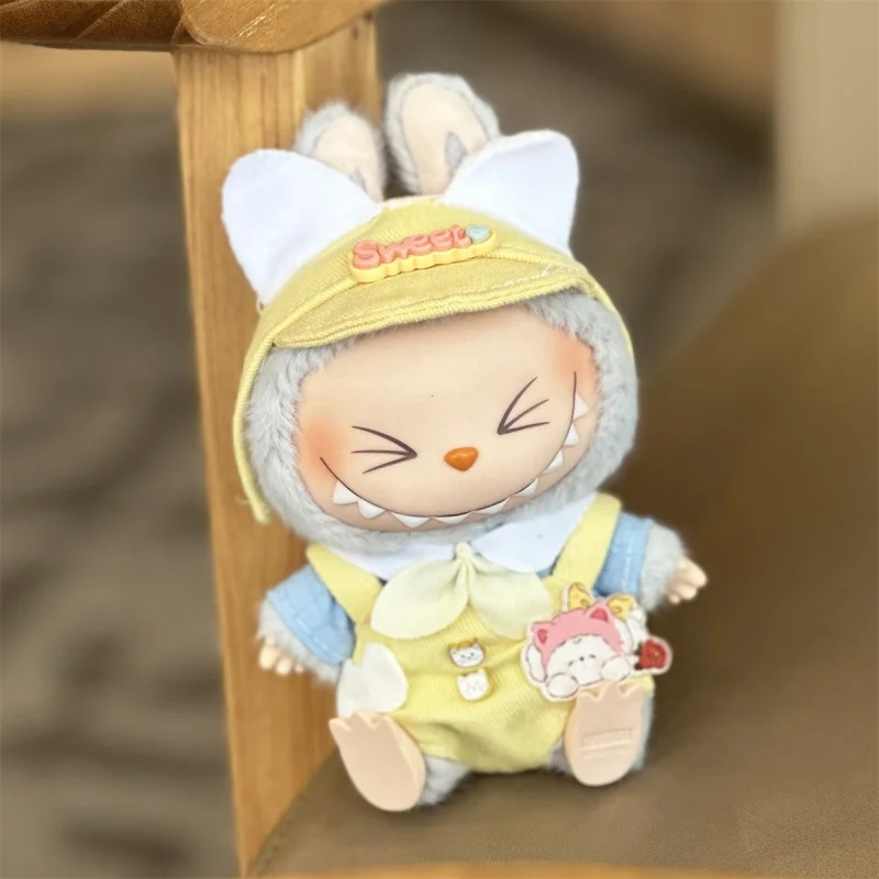 Для 17 см Labubu V1v2 аксессуары кукольная одежда для волос очки обувь желтый костюм