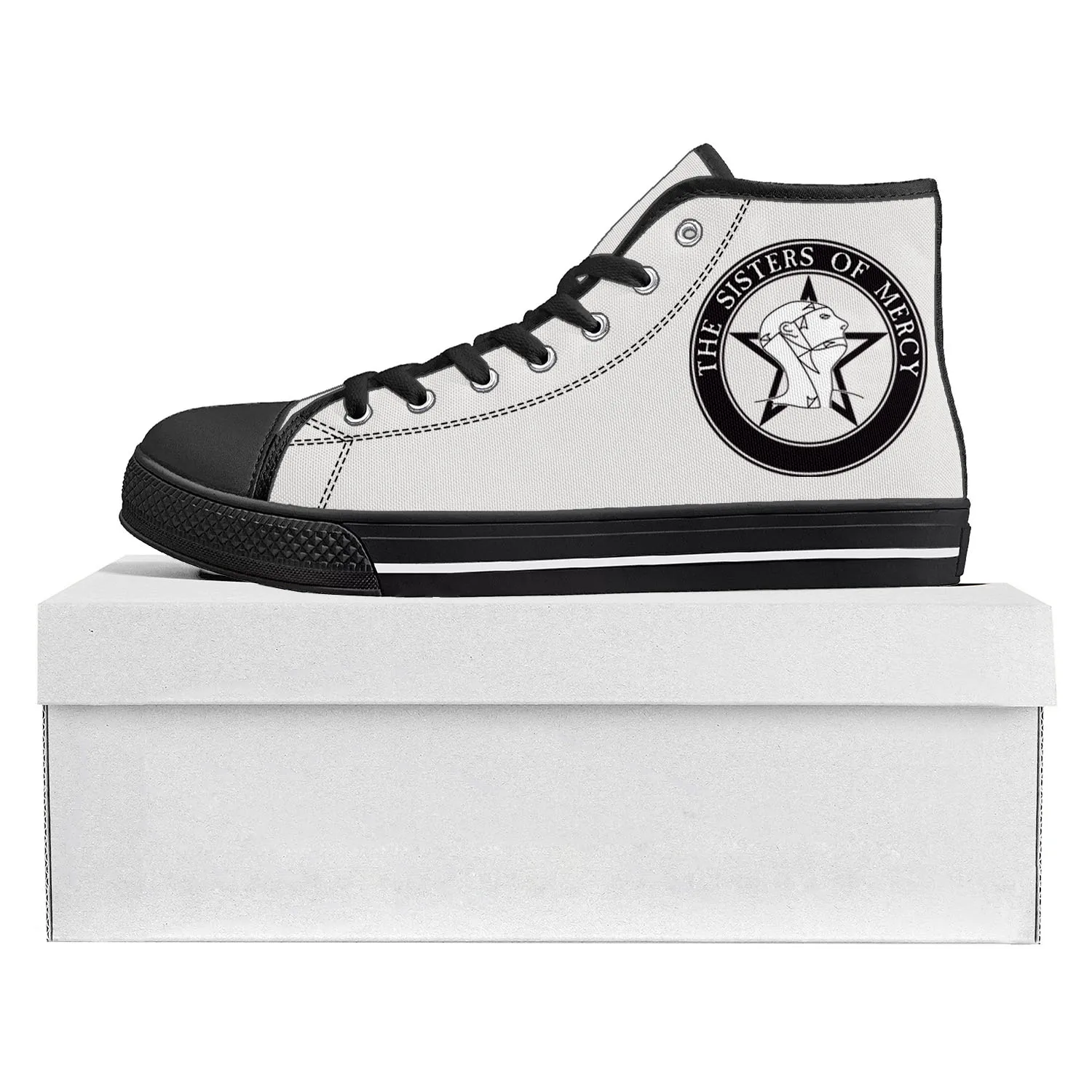 Andrew Eldritch Mercy Music Rock Band High Top High Quality Sneakers Mens Womens Teenager Canvas Sneaker Couple Shoe Custom Shoe