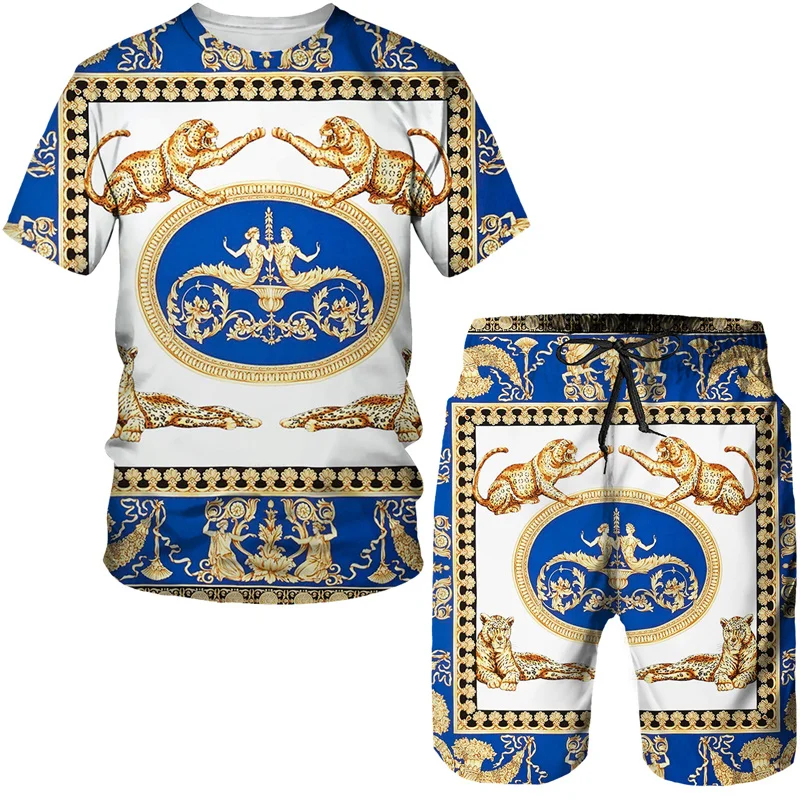 Luxury Men's T Shirts Summer Fashion Trend Tracksuits Casual Round Neck Unisex Tops Oversized T-shirt Shorts 2 Piece Outfit Sets