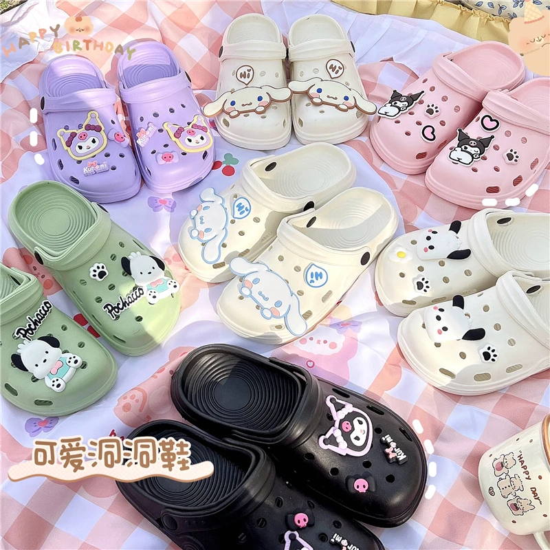 

Сандалии Sanrios для дома и пляжа, Мультяшные шлепанцы My Melody Kuromi Cinnamoroll My Melody, карамельные цвета, домашняя обувь