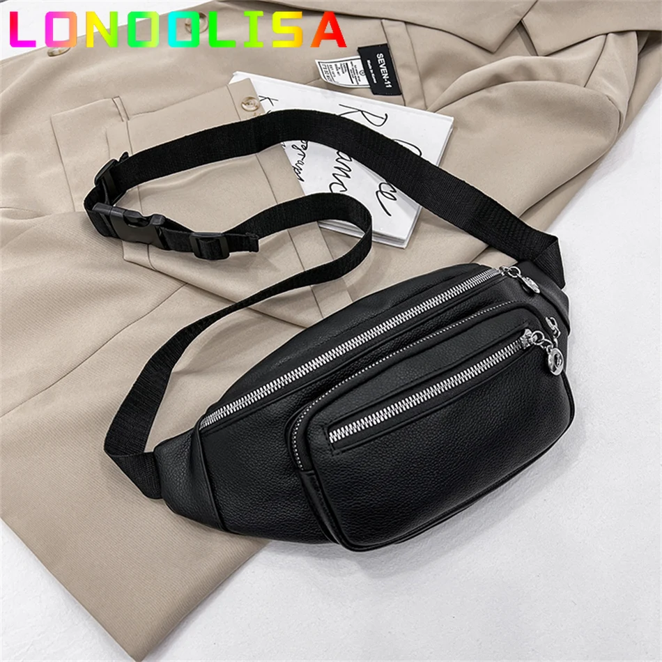 

Women's Fanny Pack Fashion 2 Layers Waist Bag Shoulder Crossbody Chest Bags Casual Designer Handbag Female Belt Wallet and Purse