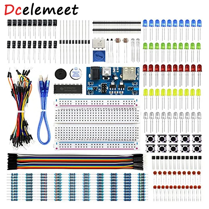 

Electronics Basic Kit w/Power Supply Module Comes with More than 300pcs Sensors/ Components for Fun/ Simple Electronic Projects