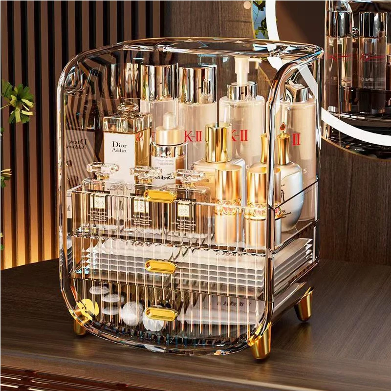 

High Large Storage Desktop Organizer Container Skincare Quality Jewelry Box Capacity Cosmetic Lipstick Transparent Drawer Type