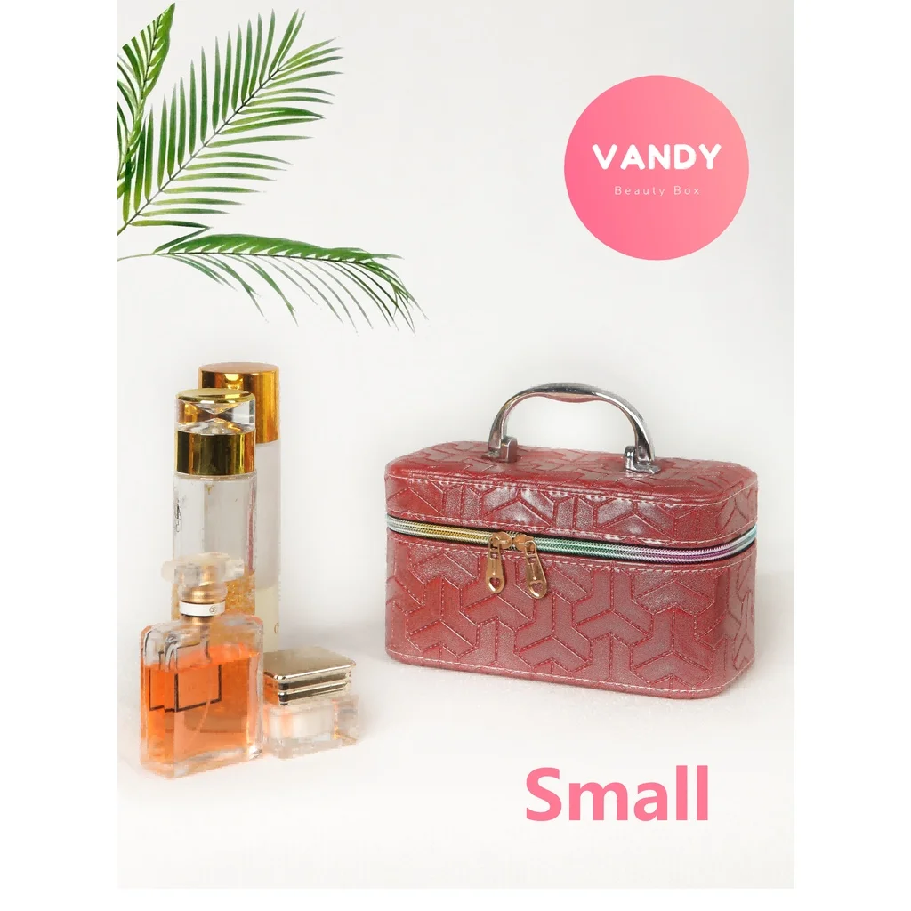 VANDY 2022 Brown Striped Cosmetic Case Trendy Bag Home Travel Must-Have Storage Three |