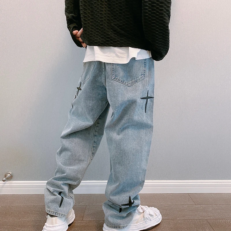 Y2k Men Emo Harajuku Streetwear Korean Jeans Hip Hop Wide Leg Baggy Denim Pants Grunge Women Graffiti Low Waist Trousers Clothes