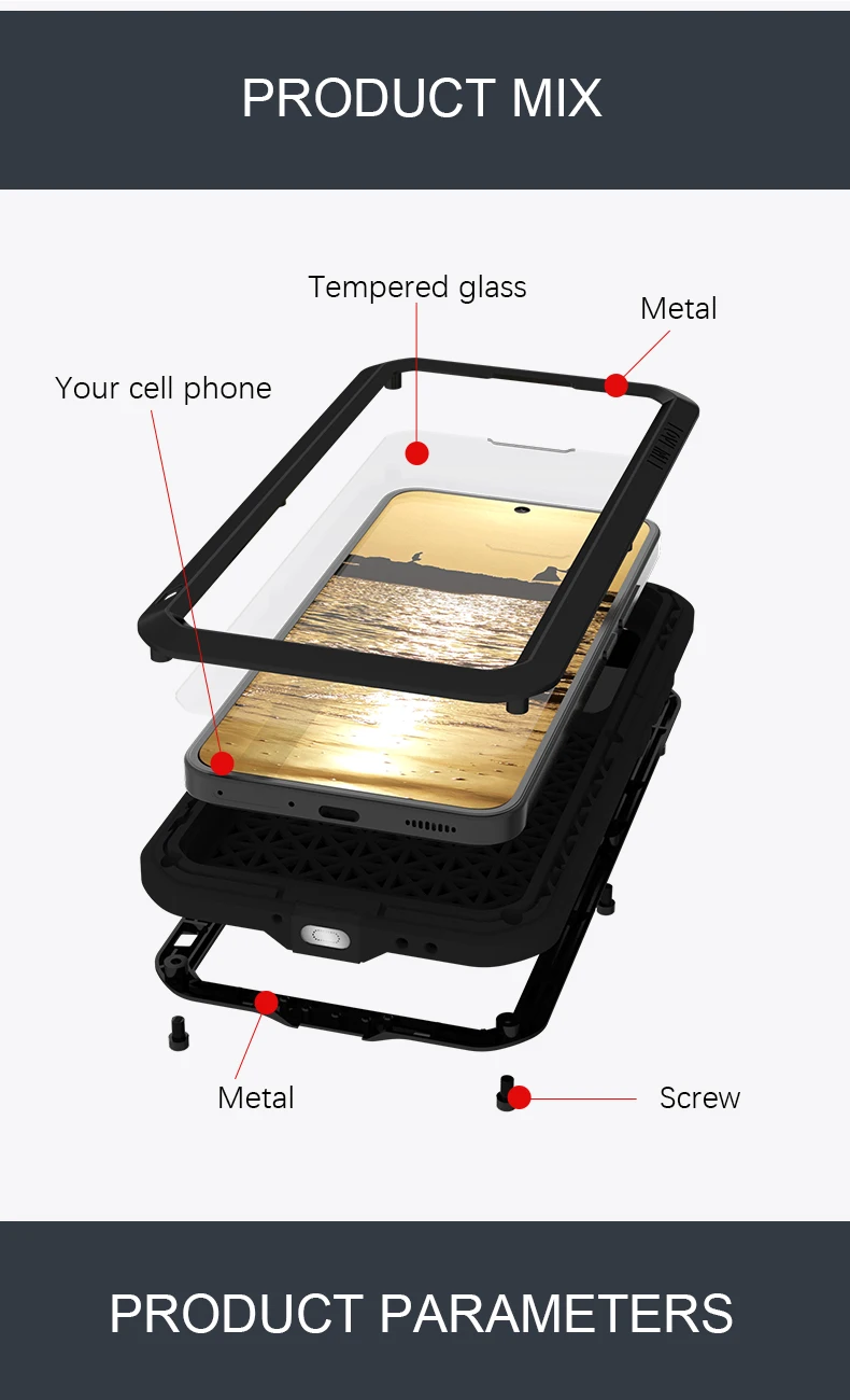 For Xiaomi 13 Case Love mei Powerful Shock Dirt Proof Water Resistant Metal Armor Cover For Xiaomi 13 Pro/mi 13