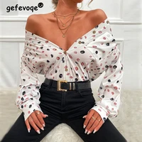 autumn elegant fashion sexy office ladies button up shirt retro casual long sleeve street loose leopard print blouse tops women