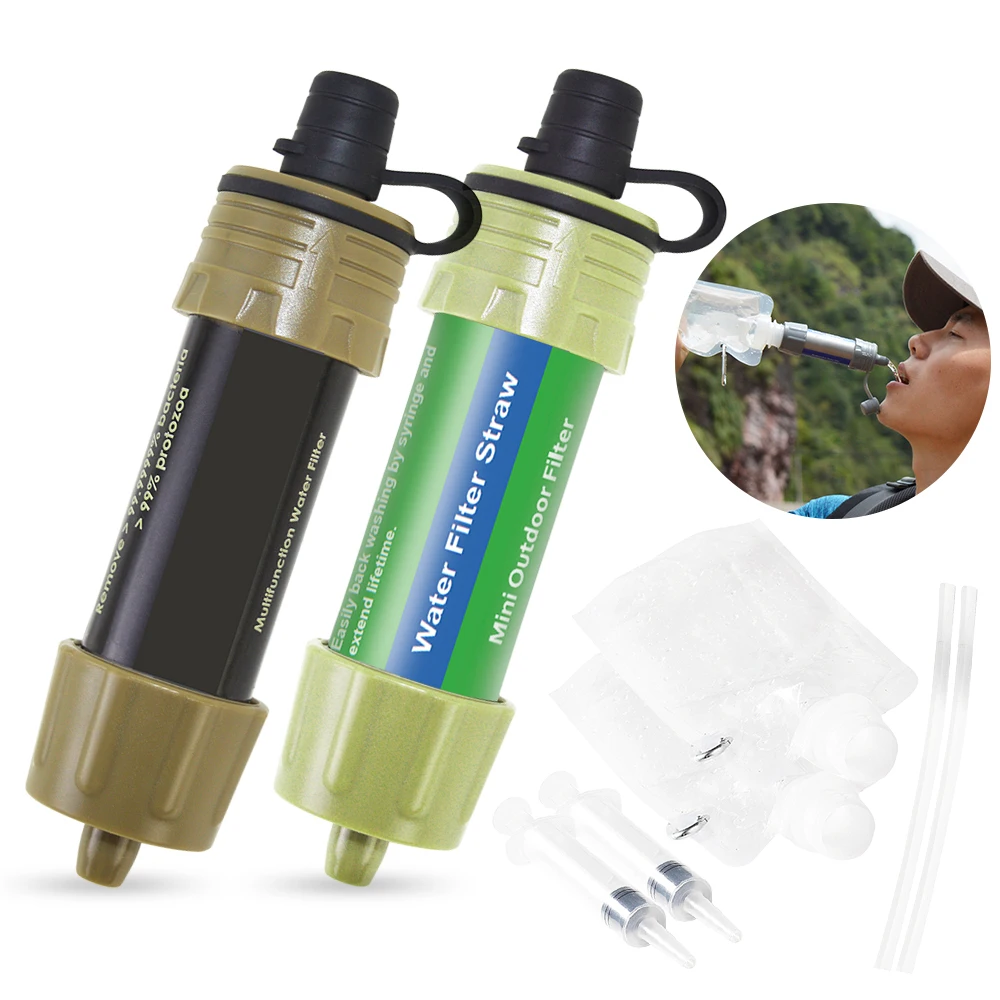 

Outdoor Water Filter Survival Water Filter Straw Water Filtration System Drinking Purifier for Emergency Hiking Camp Traveling