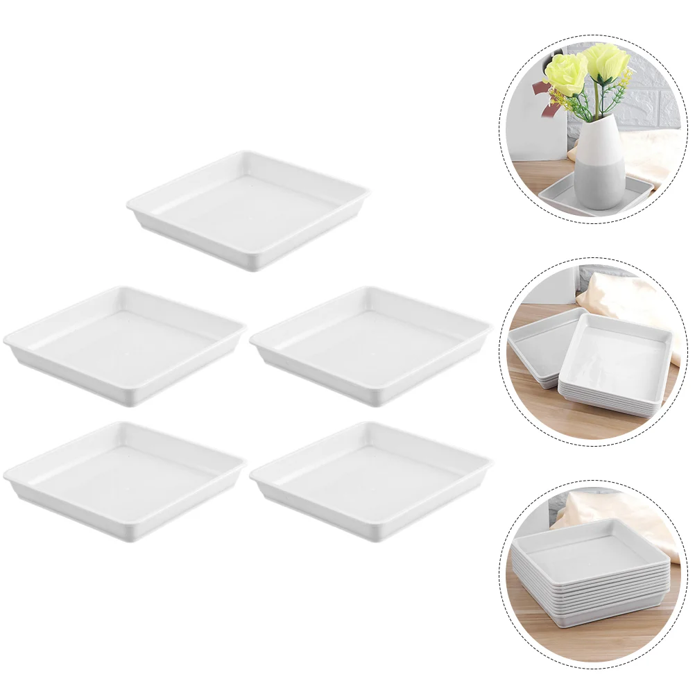 

5pcs Trays Saucer Plastic Tray Planter Drip Trays Square Pot Saucer