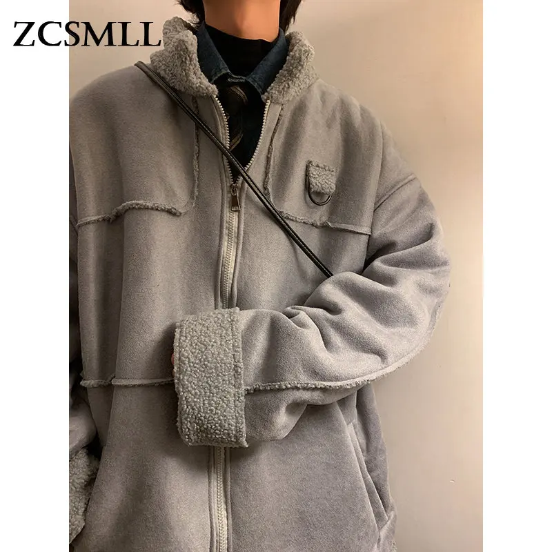Loose Thick Short Coat Mens Lamb Fur Jacket Winter Jacket Men Fashion Casual Thicken Streetwear Mens Japanese Warm Jackets
