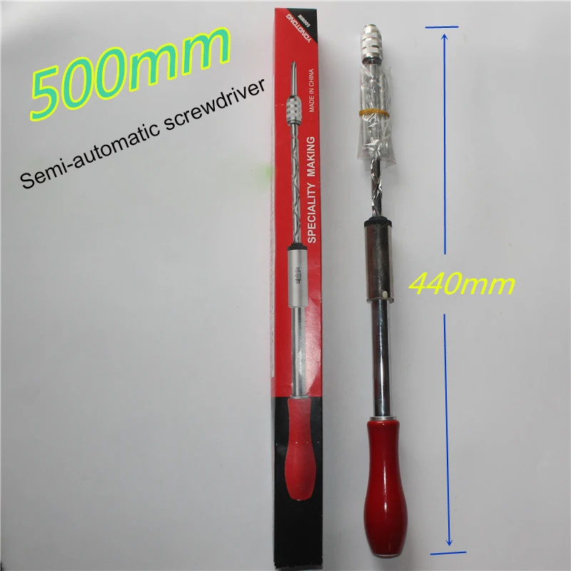 

1 шт. полуавтоматическая спиральная ручная отвертка с деревянной/пластиковой ручкой 260/350/500 мм, с шлицевыми и крестообразными насадками