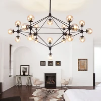 loft industrial vintage chandelier for living room kitchen glass ball lampshade lustre led hanging pendant lamps