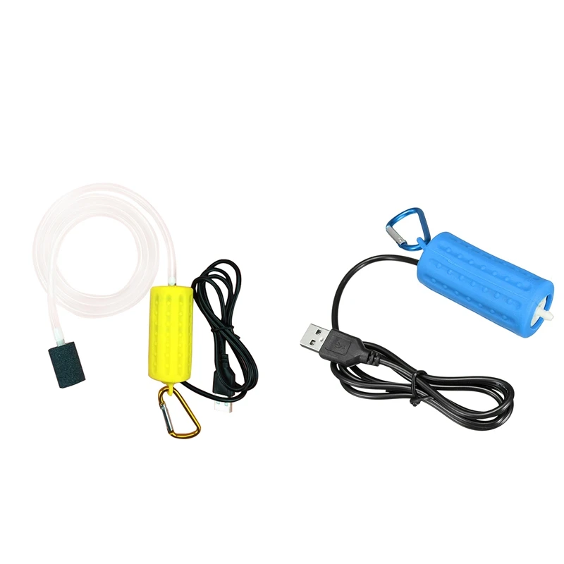 

BMBY-2Pcs Usb Mini Aeration Pump Air Pump Aquarium Aerator Ultra Quiet Mini Fish Tank Go Fishing Oxygen Pump - Yellow & Blue