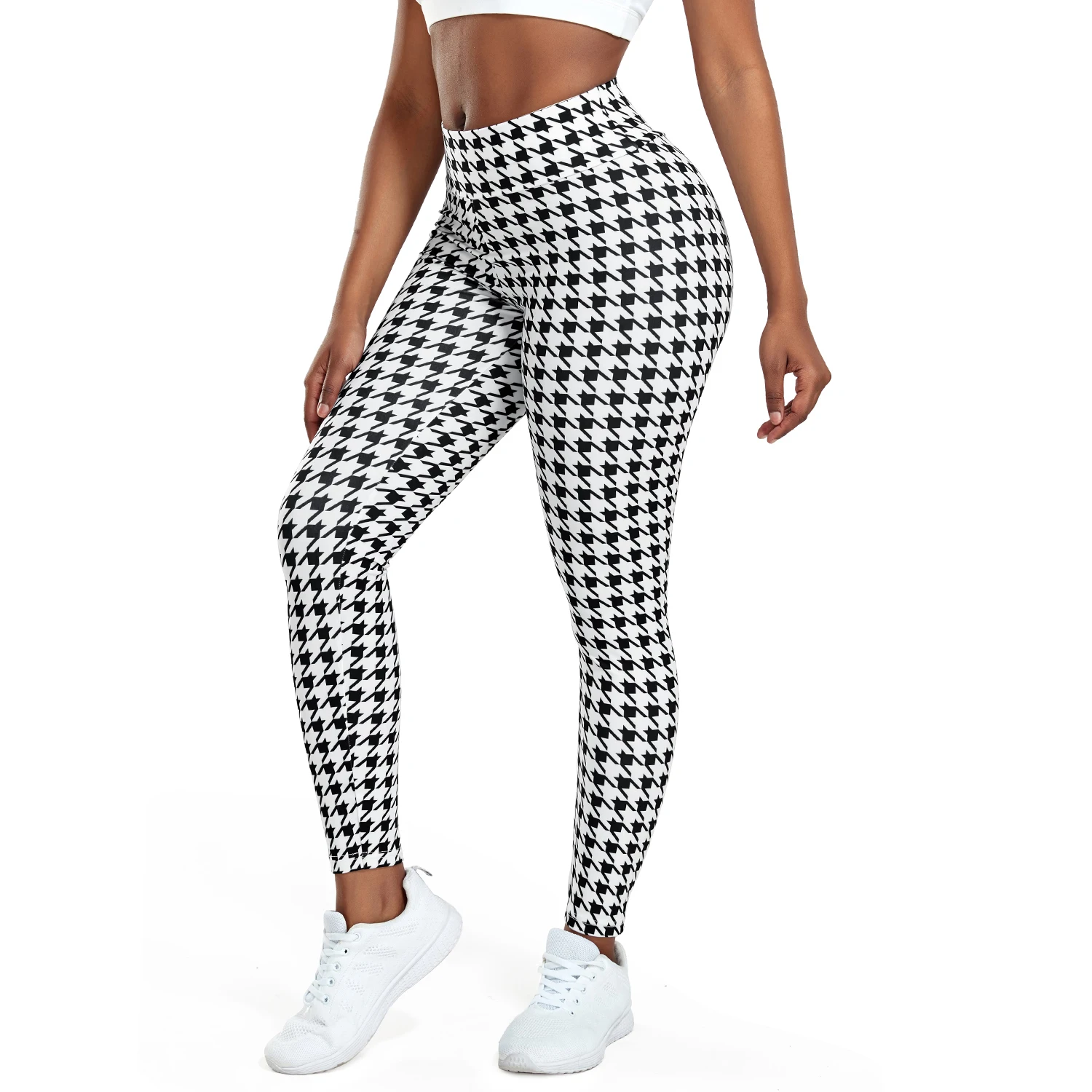 High Waist Yoga Pants Women Printed Skinny Leggings Fitness Tights Workout Exercise Sport Trousers Honey Peach Hips Gym Clothes