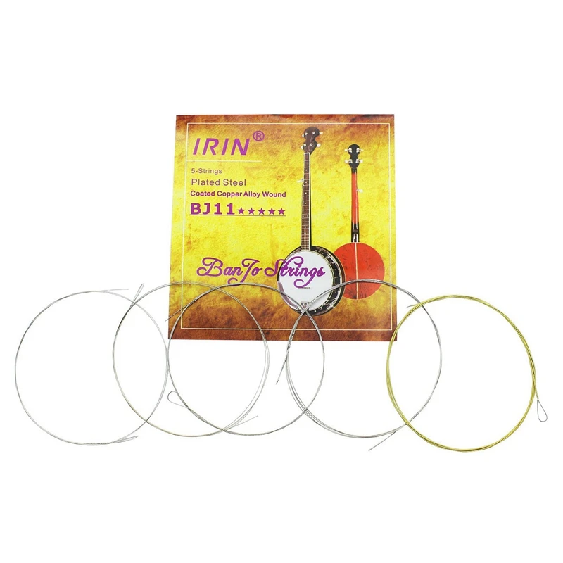 

IRIN 5 шт./комплект BJ11 Banjo String нержавеющая сталь покрытая медным сплавом обмотка (.009-.020)