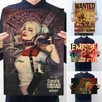 dc anime figure suicide squad harley quinn kraftpaper poster bedroom pub decor painting wanted poster birthday gifts