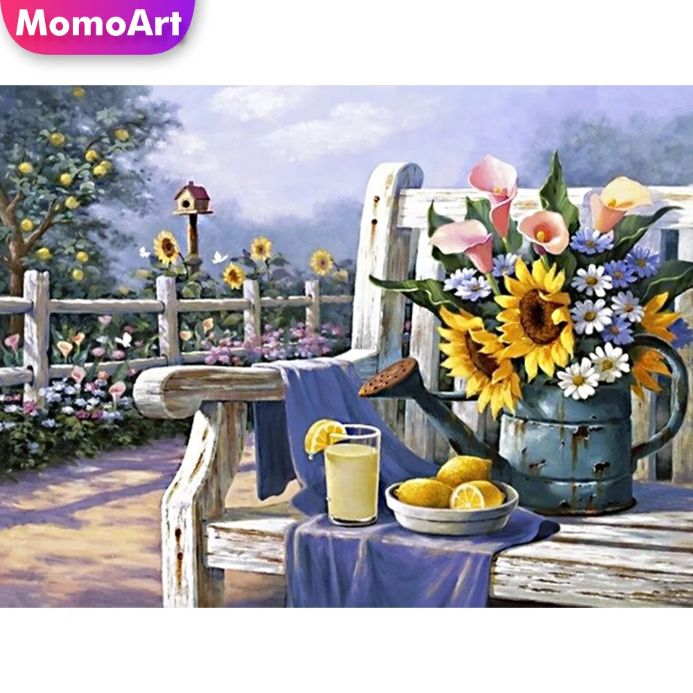 

MomoArt Новое поступление, алмазная живопись, садовая вышивка, цветок, наборы для вышивки крестиком, мозаика, пейзаж, «сделай сам», вышивка, Деко...