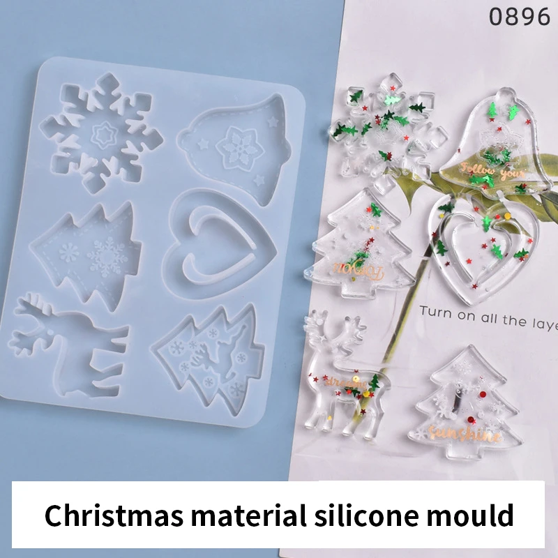 

Christmas set Resin Silicone Casting Molds for Epoxy Resin DIY Crafts Necklace Earrings Pendants Wedding Christmas Decorations