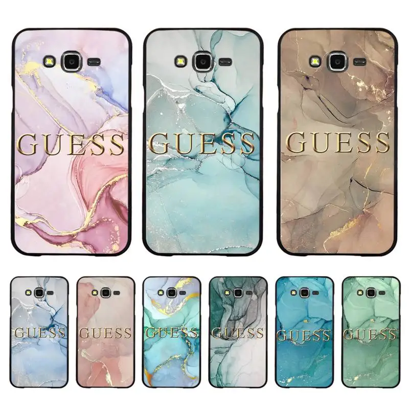 

Fashion Artistic Agate Marble Gold Bar Brand GUESS Phone Case For Samsung Galaxy J4plus J6 J5 J72016 J7prime J7Core J6plus Coque