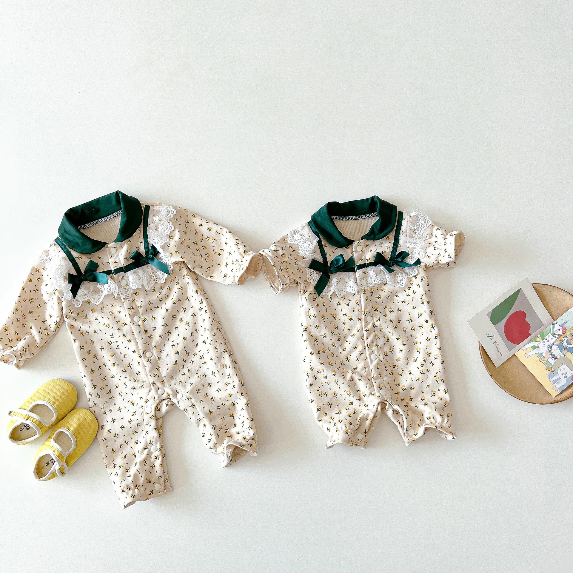

2022 Spring New Toddler Baby Girls Cotton Bodysuit Infant Jumpsuit Flower Outfits Newborn Baby Long Sleeve Romper Set