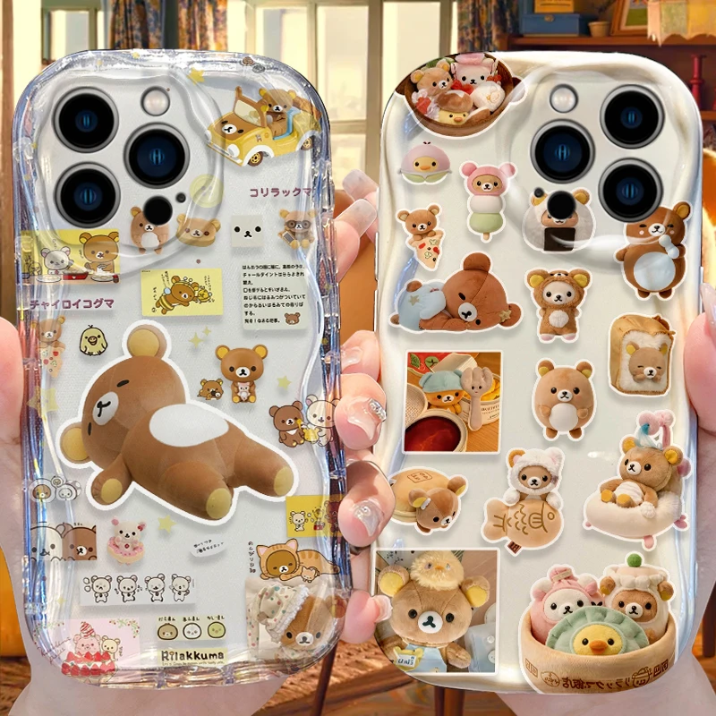 Фото Мягкий чехол-коллаж R-Rilakkuma K-Korilakkuma с разнообразными элементами для iPhone 17, 16, 15, 14, 13, 12 Mini, 11 Pro Max, 8, 7 Plus №1