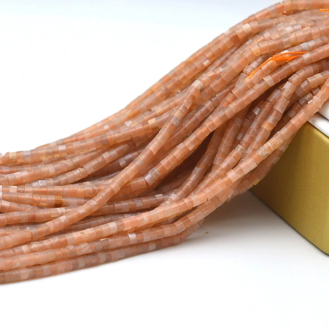 

2x3mm 2x4mm Natural Stone Orange Moon Stone Sun Stone Cylinder Flat Spacer Bead For Jewelry Making DIY Accessories 15''