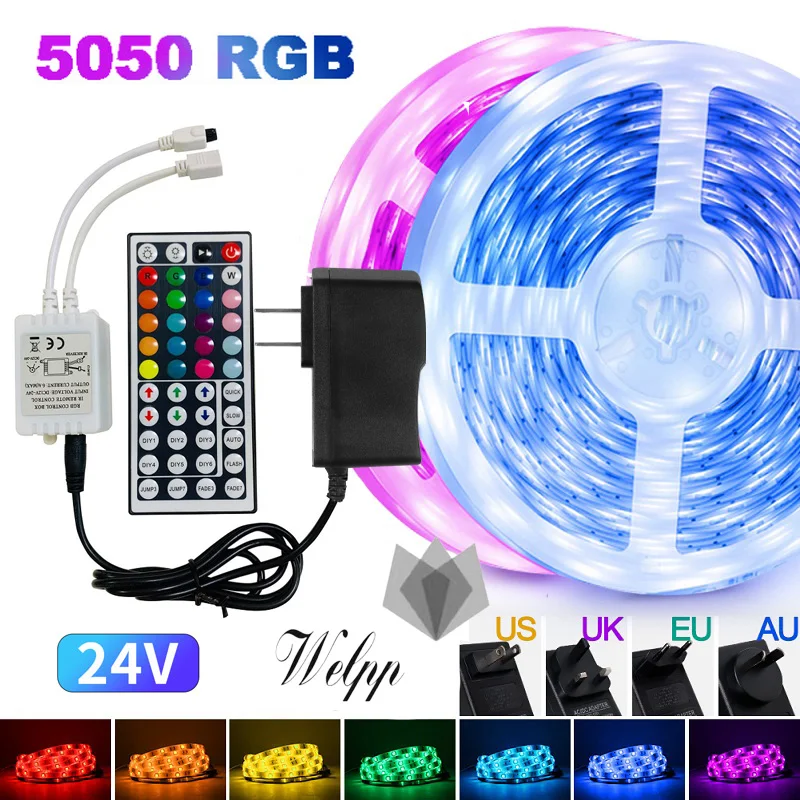 

RGB LED Strip Lights 5050 Bluetooth WIFI Control Set Type for TV Computer Bedroom Holiday Party Supports Alexa Google 1m-50m