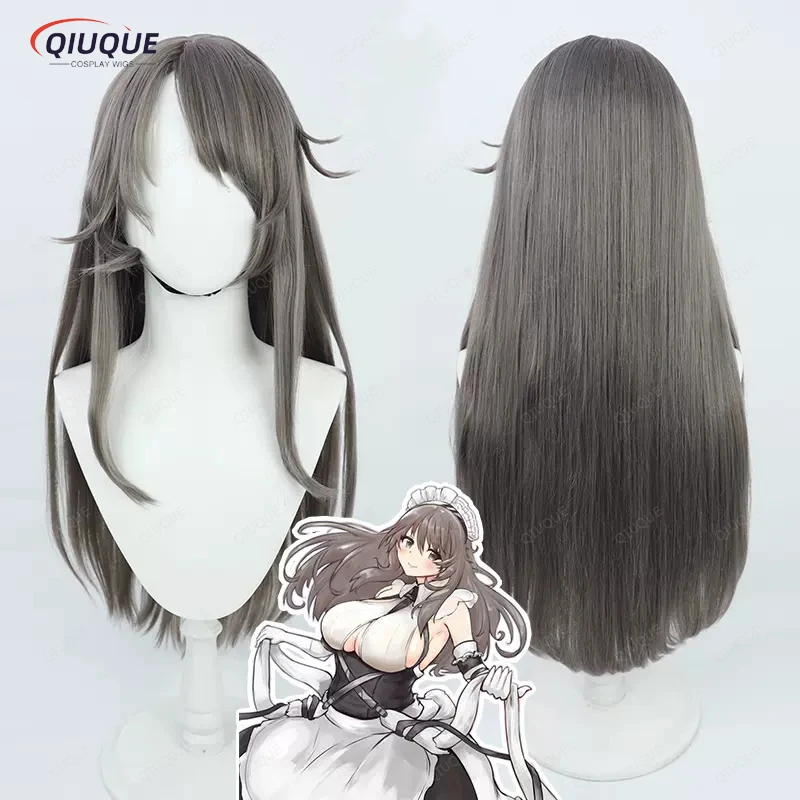

Game Azur Lane HMS Charybdis(88) Cosplay Wig Long Grey Straight Heat Resistant Hair Halloween Party Role Play Wigs + Wig Cap