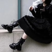 platform gothic women mid calf boots vampire cosplay 2022 winter street with chain fashion women shoes motorcycle boots