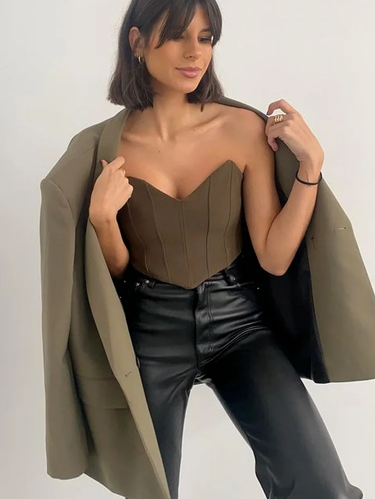 

Za Cropped Top 2022 Women Fashion Sweetheart Neck Tank Tops Summer Vintage Adjustable Straps Female Camis Y2K Sleeveless Tops