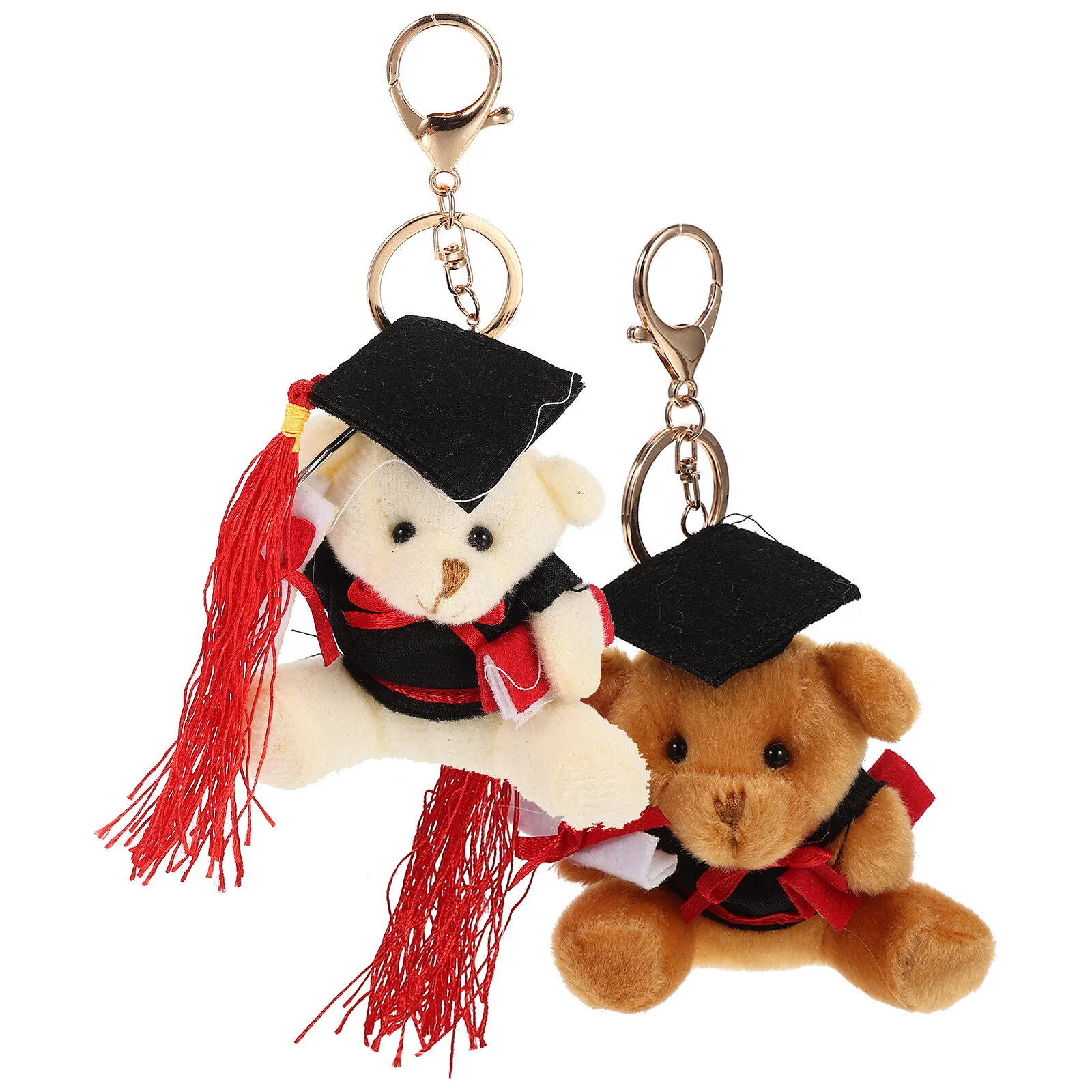 

2 Pcs Graduation Keychain Bulk Keychains Kids Bag Hanging Decoration Backpack Pendant Small Plush Bear Ring Child Keyring