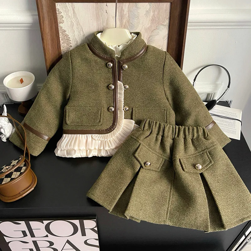 garnitur dla dziewczynki 2024 новый модный костюм для девочек новинка зимы утепленное