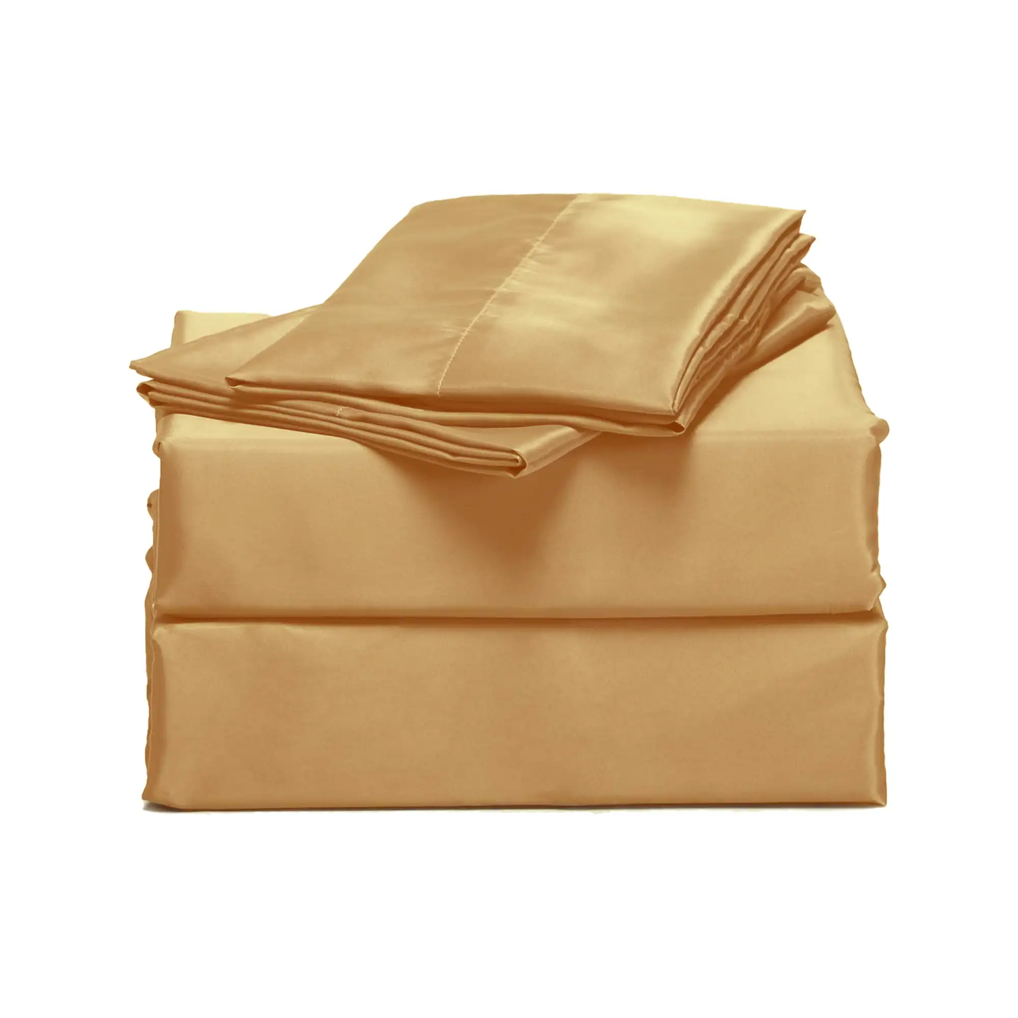 

Silky Satin Bed Sheet Set 4-Piece (Gold, Queen)