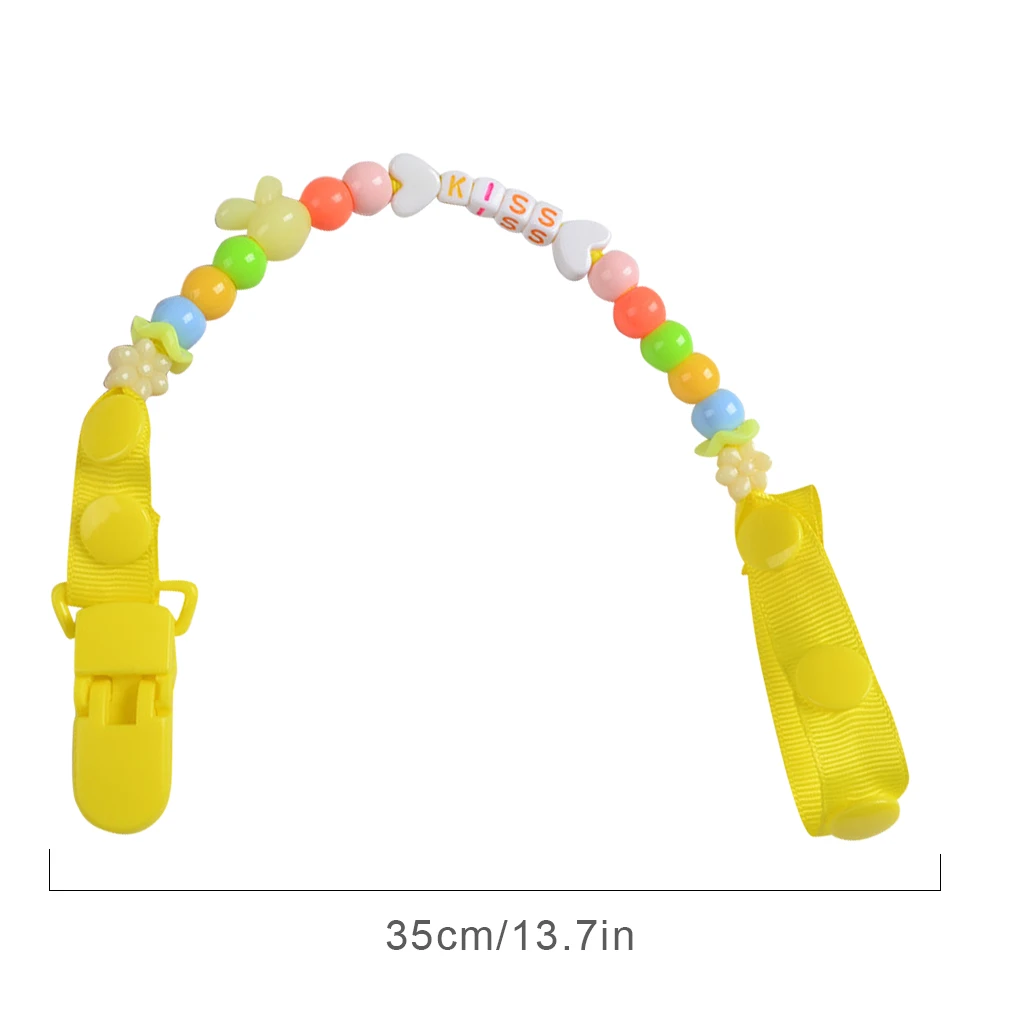 

Baby Pacifier Clips Chain Infant Teething Ring Chewable Beads Nipper Holder Anti-drop Chain - Pink