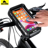 wild man bike bag waterproof touch screen phone case 6 8 bicycle bag eva hard shell cycling handlebar bag mtb accessories
