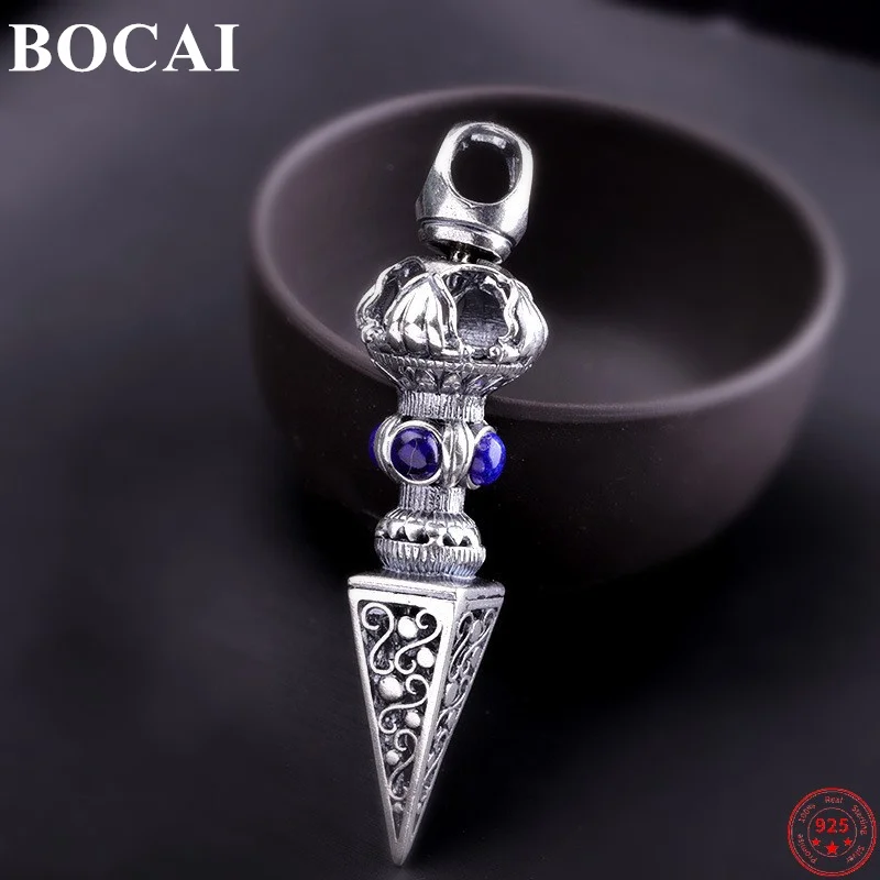 

BOCAI S925 Sterling Silver Pendants 2023 New Fashion Hollow Totem Vajra Pestle Lapis Argentum Amulet Jewelry for Men Women