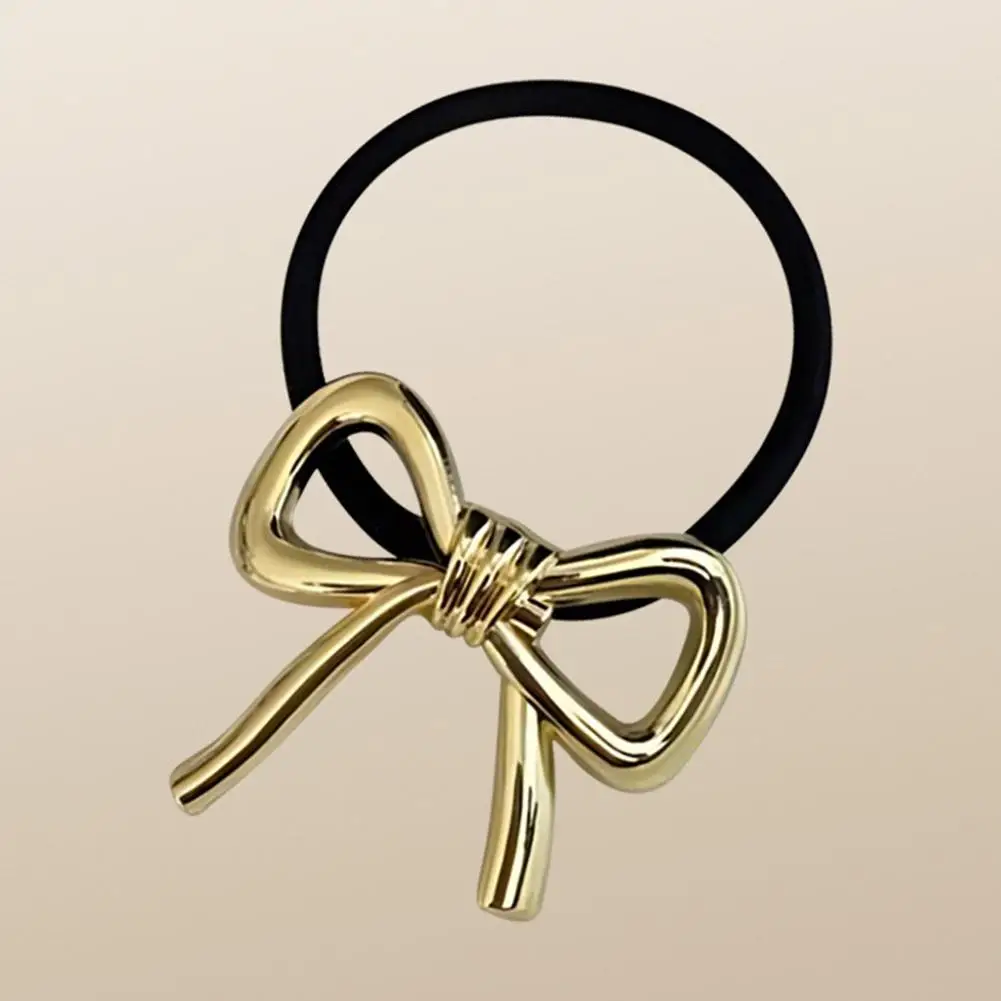 Корейская изысканная металлическая веревка для волос с бантом женщин эластичная