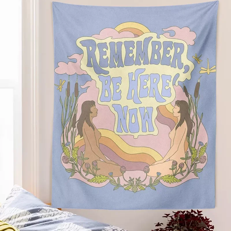 

Vintage Tapestry Wall Hanging 70s 60s Retro mushroom flowers Decoration Rainbow INS Trippy Tapestry Psychedelic Wall Decor