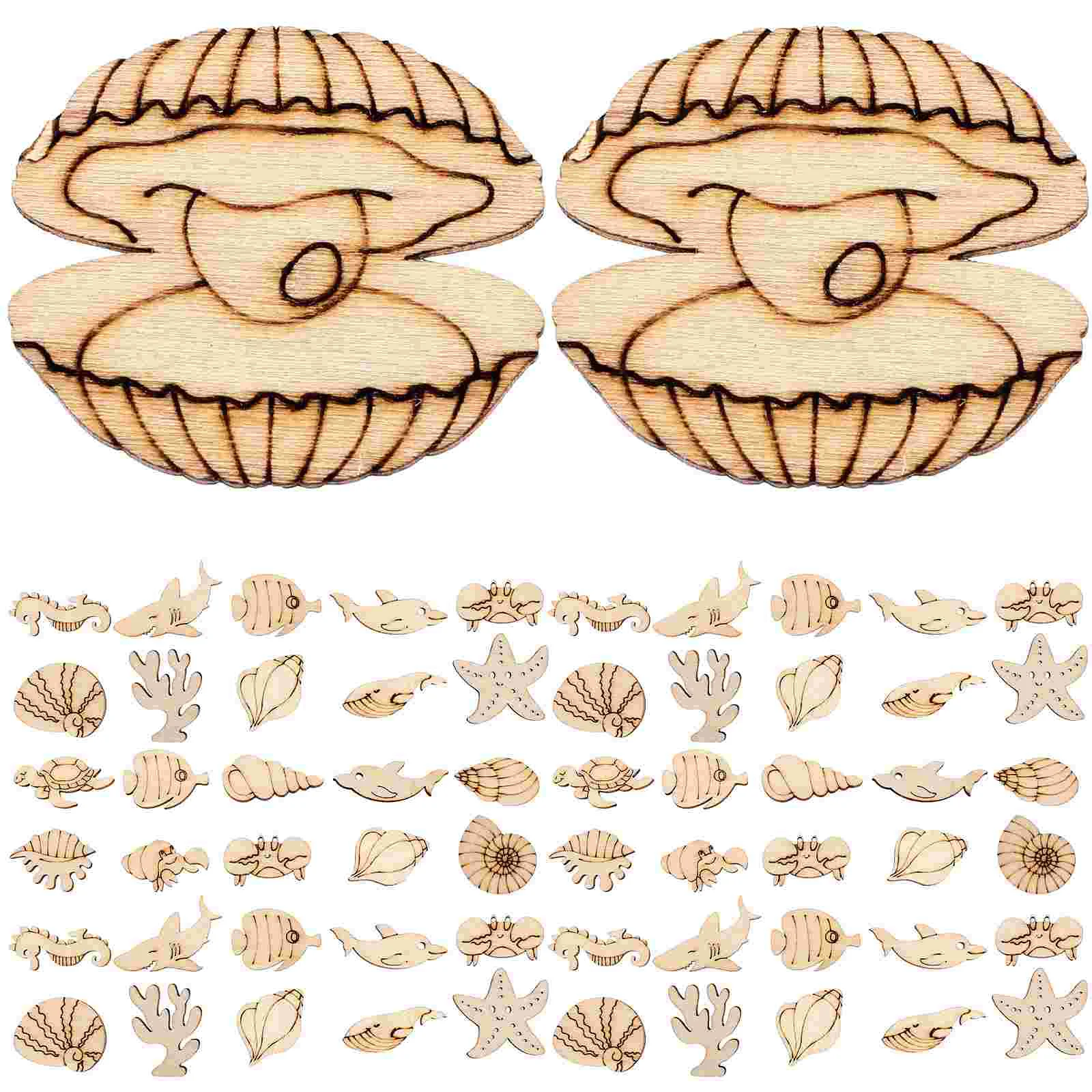 

Props Wood Slice Wooden Cutout Marine Animal Cutouts DIY Craft Slices Shape Chips Unfinished Animals