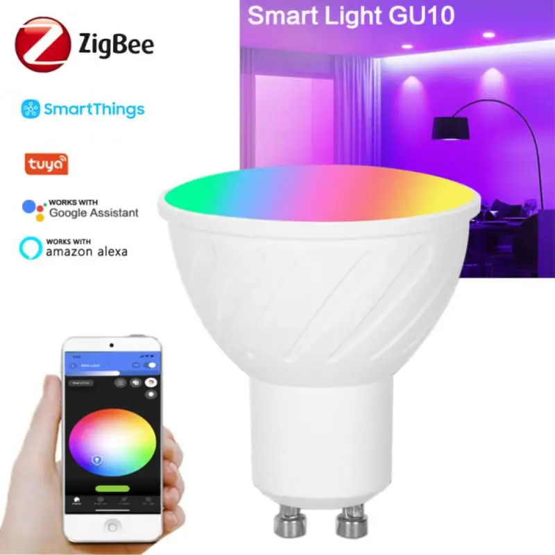 

Zigbee Tuya Smart Home LED Bulb Spot Night Light Lamp 5W GU10 RGBCW Tuya Smartthings Voice Control Works Alexa Google Home