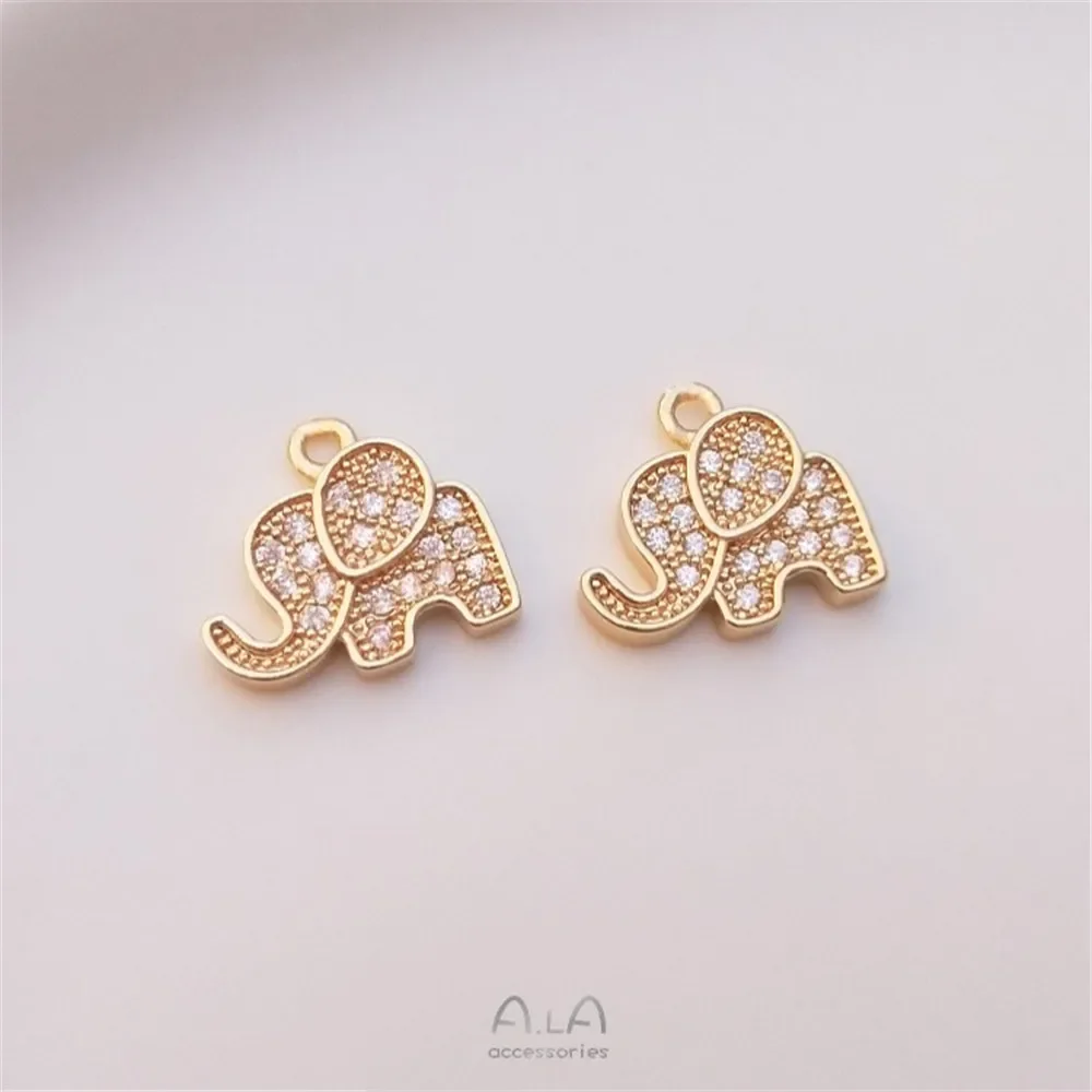 Посылка из 14-каратного золота милый циркон маленький медвежонок слон и кошка