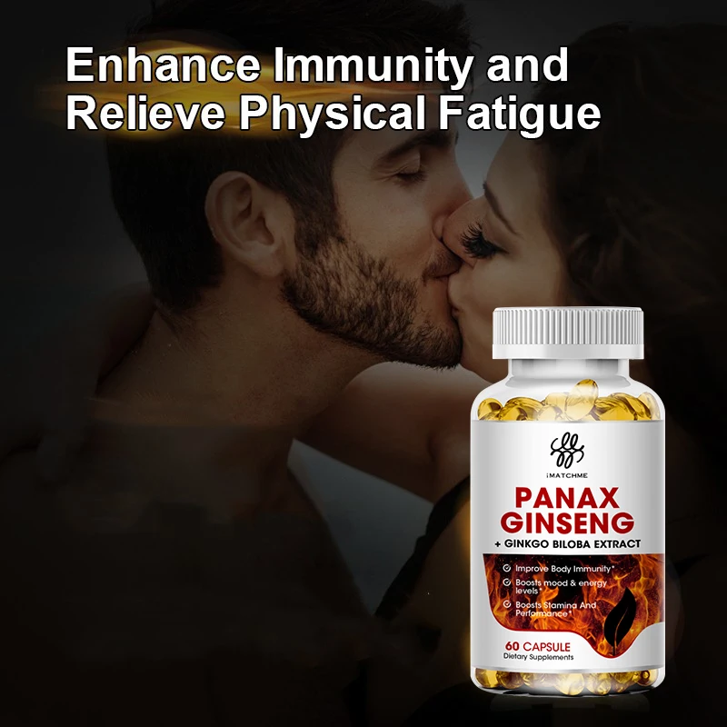 

Potency Panax Ginseng Capsules with Ginkgo Biloba & Ashwaganda For Men Kidney Health Improve Endurance Male Energy Supplement