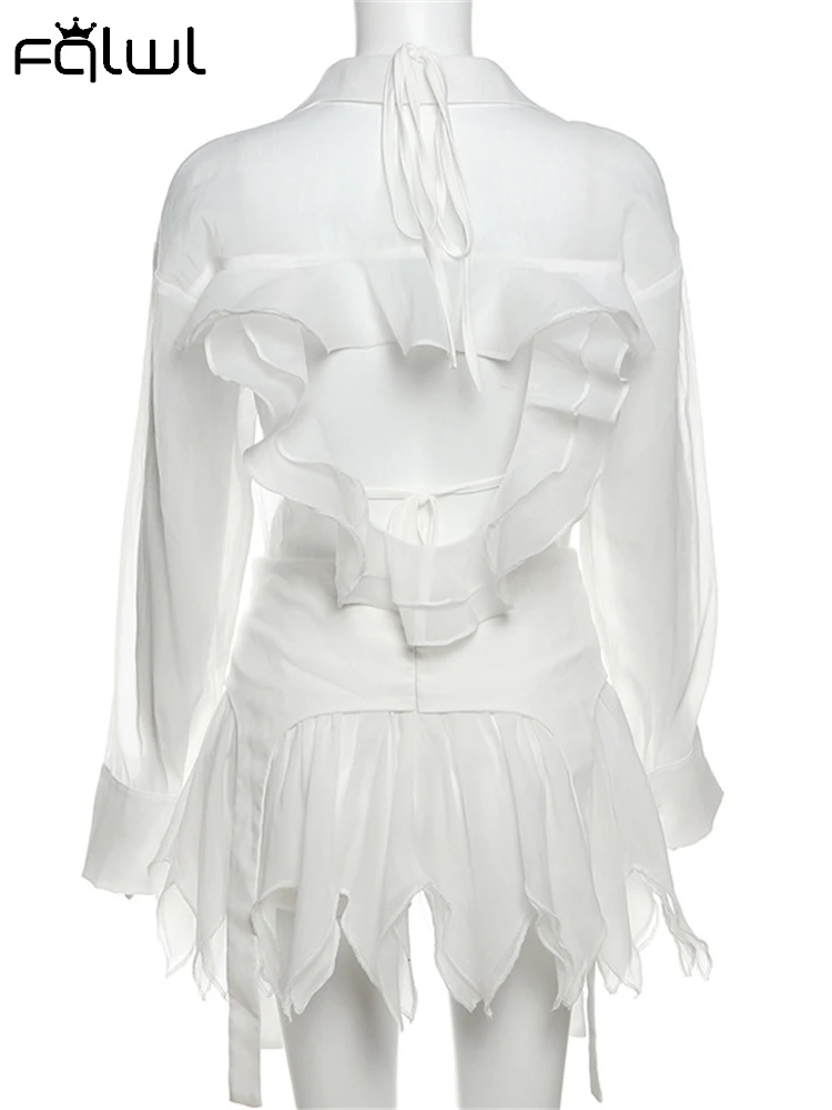 Женский прозрачный комплект из двух предметов рубашка с длинным рукавом и