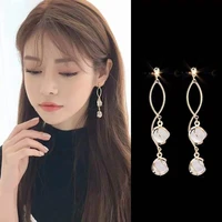 2022 new tide south korea temperament long earrings net personality super fairy cool wind ear clip suitable for women luxury