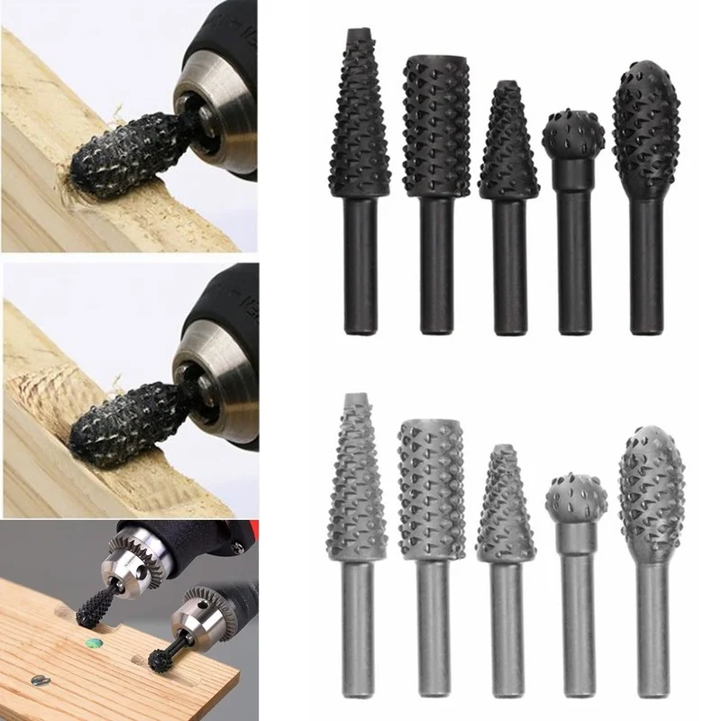 

broca 5 шт. деревообрабатывающий стальной роторный Рашпиль 1/4 дюйма роторный вал ремесленные напильники рашпили сверла по дереву шлифовальный...