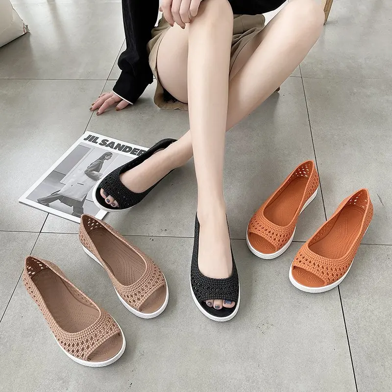 

2022 NEW Plastic Jelly Sandals Women Summer Open Toe Beach Sandals Women Fashion Orange Fish Mouth Sandals Ladies