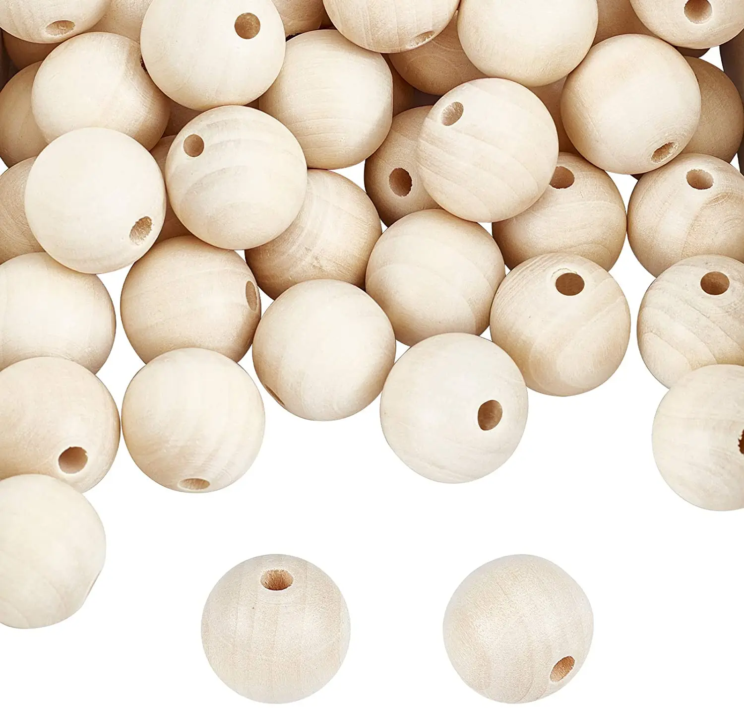 

NBEADS 80PCS 25mm(1 Inch) Wood Beads Round Unfinished Wooden Ball Spacer Loose Beads for Macrame Garland Farmhouse DIY